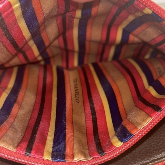 TIGNANELLO…Elegant Red and Brown Leather Shoulder Bag Silver Hardware - Picture 9 of 9